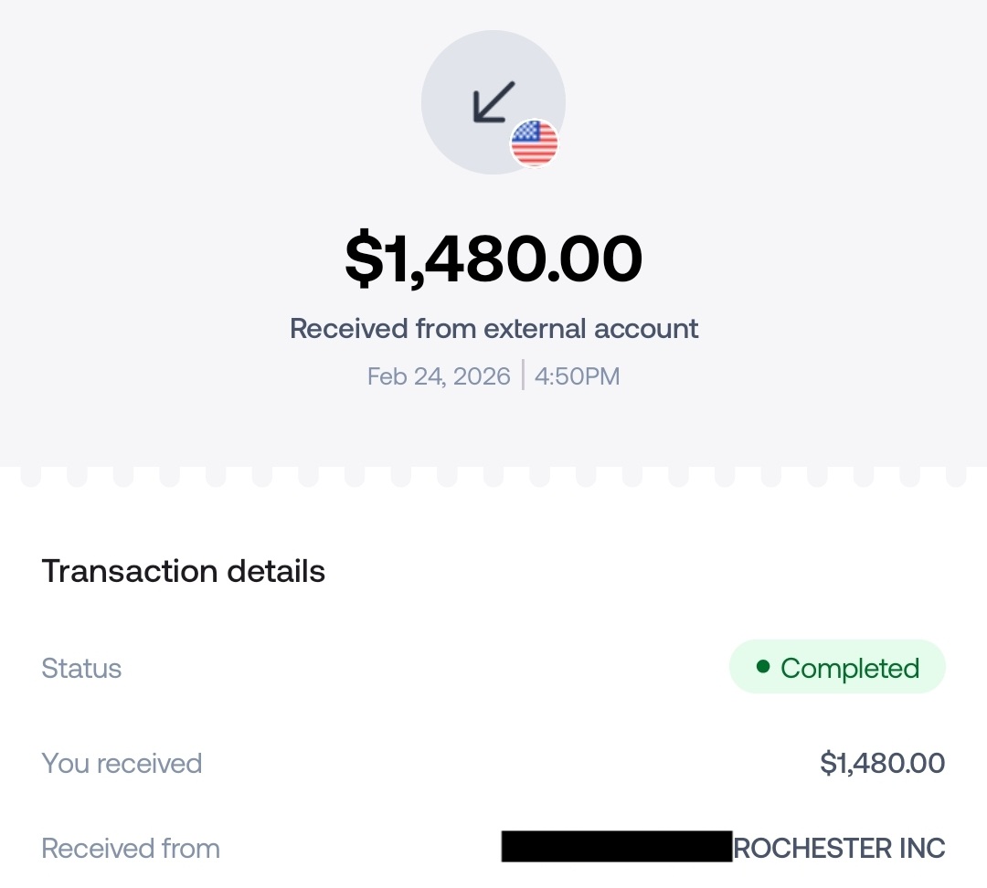 US client payment proof