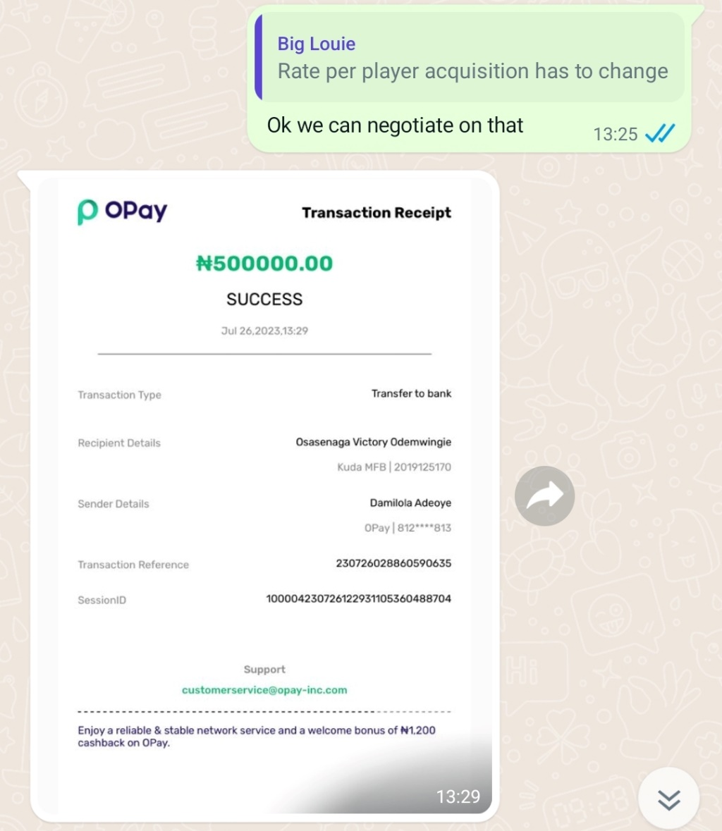 Nigerian client payment proof
